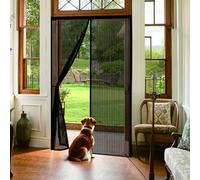 Magnetic Screen Door 128 x 212 cm, Automatically Closes, Keep Insects, with Strong Magnets and Magic Band, Without Drilling, Screen Doors with Magnets Pet & Kid Friendly, Black