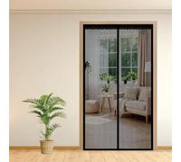 Magnetic Screen Door 128 x 212 cm Automatically Closes Keeps Bugs Out, Powerful Magnets and Magic Tape, No Drill Installation, Screen Doors with Magnets Pet & Kid Friendly, Black
