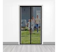 Magnetic Screen Door 128 x 212 cm Powerful Magnets and Magic Tape, No Drill Installation, Automatically Closes Keeps Bugs Out Magnetic Screenfly Doors Pet & Kid Friendly, Black