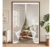 Magnetic Screen Door 128 x 225 cm with Powerful Magnets & Full Frame Magic Tape, Keep Bugs Out & Lets Fresh Air in Magnetic Fly Screen Doors for Patio Doors Bedroom, White