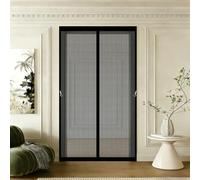 Magnetic Screen Door 130 x 100 cm with Stay Open Buckles Magnetic Top-to-Bottom Seal Snaps Shuts Fly Screen Door Curtain for Balcony, Patio, French, Sliding Doors, Black