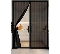 Magnetic Screen Door 131 x 264 cm Powerful Magnets, Keep Bugs Out, Automatically Closes, No Drill Installation, Screen Doors with Magnets Garde L'Air Frais à L'Intérieur, Black