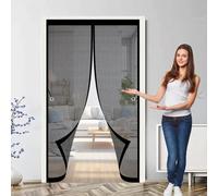 Magnetic Screen Door 132 x 108 cm Anti Mosquito, Keep Fresh Air in, Portable, Foldable, Custom Sizes, Magnetic Fly Screen Door Mosquito for Double/French Doors, Black