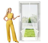 Magnetic Screen Door 133 x 297 cm Self Sealing, Hands Free Screen Door Fly Powerful Magnets and Full Frame Magic Tape Suitable for Patio Room Balcony Bedroom, White
