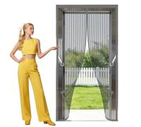Magnetic Screen Door 134 x 292 cm Self Sealing, Hands Free Screen Door Fly Powerful Magnets and Full Frame Magic Tape Suitable for Patio Room Balcony Bedroom, Grey
