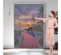Magnetic Screen Door 136 x 190 cm with Powerful Magnets & Full Frame Magic Tape No Gap, Lets Fresh Air in, Keep Bugs Out Fly Curtains for Doors for Patio Doors Balcony, Grey