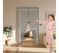 Magnetic Screen Door 138 x 155 cm Automatically Close, No Gap, Easy to Install Without Drilling, Keep Bugs Out Lets Fresh Air in Magnetic Fly Curtain for Patio Doors Bedroom, Grey