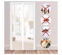 Magnetic Screen Door 140x265cm Automatic Closing Mosquito Net Curtain with Full Seal Keeps Fresh Air in & Bugs Out Easy Install White Fly Screen for Doorways