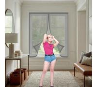 Magnetic Screen Door 142 x 185 cm Anti-Tearing Mosquito Door Net Keep Fly Bug Out Fly Net Curtains with Powerful Magnets for Balcony, Terrace, Cellar, Grey