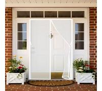 Magnetic Screen Door 144 x 100 cm Automatically Closes Keeps Bugs Door Curtain Nets No Tools Installation, with Stay Open Buckles Ideal for Balcony ＆ Bedroom Doors, White