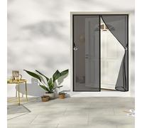 Magnetic Screen Door 144 x 100 cm Automatically Closes Keeps Bugs Door Fly Screen Curtain with Powerful Magnets and Full Frame Magic Tape Suitable for Balcony Bedroom, Black