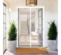 Magnetic Screen Door 144 x 248 cm Powerful Magnets and Magic Tape, No Drill Installation, Automatically Closes Keeps Bugs Out Magnetic Fly Screens for Doors for Bedroom, White