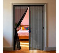 Magnetic Screen Door 145 x 215 cm Magnetic Flying Insect Door with Powerful Magnets and Full Frame Hook&Loop, No Gap, Keep Bugs Out Lets Fresh Air in, Kid and Pet Friendly, Black