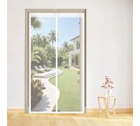 Magnetic Screen Door 145 x 225 cm, Automatically Closes, Keep Insects, with Strong Magnets and Magic Band, Without Drilling, Magnetic Screen Door Curtain for Sliding, White