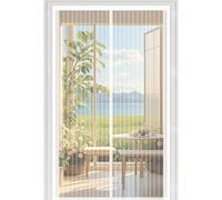 Magnetic Screen Door 145 x 225 cm Snap Shut Automatically Insect with Full Frame Magic Tape&Powerful Magnets, No Drill Installation Screen Doors with Magnets for Kitchen, White