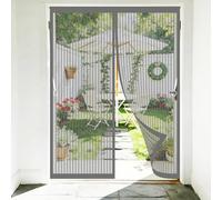 Magnetic Screen Door 145 x 230 cm No-Drill Easy Installation Automatically Closes Powerful Magnets Double Door Magnetic Fly Screen for Patio Doors Balcony Sliding, Grey