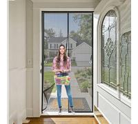 Magnetic Screen Door 145 x 270 cm Full Frame Magic Tape, Powerful Magnets Fly Screens for Doors Without Drilling, Heavy Duty for Keeping Out Flies, Black