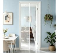Magnetic Screen Door 145 x 310 cm Powerful Magnets Full Frame Magic Tape Patio Curtain Insect Mesh No Drill Installation Automatically Closes for Keeping Out Flies & Bug, White