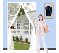 Magnetic Screen Door 145 x 310 cm with Powerful Magnets and Full Frame Magic Tape Patio Curtain Insect Mesh Easy to Install Without Drilling for Balcony Patio Bedroom, White