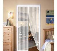 Magnetic Screen Door 147 x 143 cm Durable Polyester Mesh, Keeps Bugs Out Fly Screens Doors Nets Easy to Install Without Drilling for Living Room, Kitchen, Bedroom, White