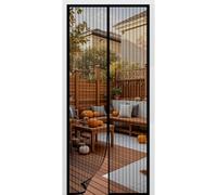 Magnetic Screen Door 150 x 180 cm Mesh Curtain Anti Mosquito with Powerful Magnets and Full Frame Hook&Loop, No Gap, Keep Bugs Out Lets Fresh Air in, Kid and Pet Friendly, Black