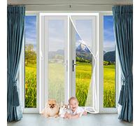 Magnetic Screen Door 150 x 195 cm, Screen Magnets Full Frame Magic Tape, Shuts Automatically Keep Fresh Air in, White