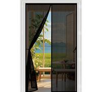 Magnetic Screen Door 150 x 237 cm Snap Shut Automatically Insect with Full Frame Magic Tape&Powerful Magnets, No Drill Installation Screen Doors with Magnets for Kitchen, Black