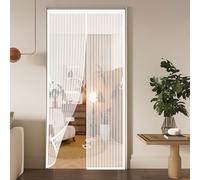 Magnetic Screen Door 150 x 268 cm Self-Closing, Keep Bugs Out Lets Fresh Air in Pets Proof Screen Door Self Sealing No Gap, Pet-Friendly for Living Room, Kitchen, Bedroom, White