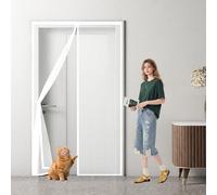 Magnetic Screen Door 150 x 297 cm Keep Bugs Out, Full Frame Magic Tape, Powerful Magnets, Self Sealing, No Drill Installation, Heavy Duty Door Screen for Balcony Bedroom Doors, White
