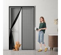 Magnetic Screen Door 150 x 297 cm Keep Bugs Out, Full Frame Magic Tape, Powerful Magnets, Self Sealing, No Drill Installation, Heavy Duty Door Screen for Balcony Bedroom Doors, Black