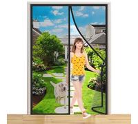 Magnetic Screen Door 150x200cm Hands Free Instant Mesh Mosquito & Bug Net Curtain Keep Open with Hook&Loop Straps Easy to Install for Living Room Balcony Sliding Doors Black