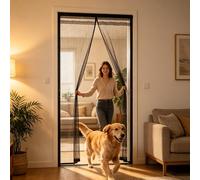 Magnetic Screen Door 151 x 220 cm Curtain, Heavy Duty Self-Sealing Mesh, Door Screen Automatically Closes Mosquito Double for Living Room Kitchen Patio, Black