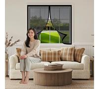 Magnetic Screen Door 153 x 157 cm Keep Pets Indoor, Allow Fresh Air Flow, Hands-Free Anti-Mosquito Door Curtain with Powerful Magnets for Living Room, Bedroom, Patio, Black