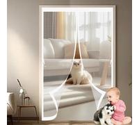 Magnetic Screen Door 155 x 195 cm Anti Mosquito, Keep Fresh Air in, Portable, Foldable, Custom Sizes, Mosquito Magnetic Door Screen for Patio/Balcony, White