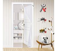 Magnetic Screen Door 155 x 205 cm Screen Mesh Curtain Auto Close Easy to Install Fits Door Size Up to Mesh Curtain for French Doors Patio Door White