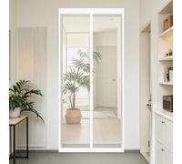 Magnetic Screen Door 155 x 210 cm Keeps Bugs Out, Lets Fresh Air in, No Gap, Snap Shut Automatically, Hands Free Flyscreen Mosquito for Patio Doors Balcony Bedroom, White