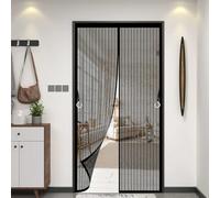 Magnetic Screen Door 160 x 185 cm Heavy Duty Mesh, Magnetic Self-Sealing Door Curtains Fly Screen Easy to Install Without Drilling for Home, Office and Store, Black