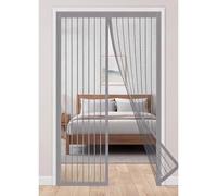Magnetic Screen Door 163 x 201 cm Full Frame Magic Tape Kid and Pet Friendly Fly Curtains Keep Bugs Out & Lets Fresh Air in No Drill Installation Automatically Closes, Grey