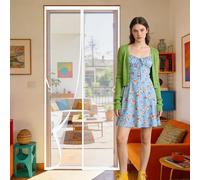 Magnetic Screen Door 166 x 200 cm Self Sealing Heavy Duty Self Sealing Mesh Keeps Bugs Out Suitable for Patio Room Balcony Bedroom, White