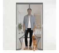 Magnetic Screen Door 170 x 190 cm Bug Mesh Curtain with Powerful Magnets Keep Bugs Out Lets Fresh Air in Screen Doors with Magnets for Home, Living Room, Bedroom, Workshop, Grey