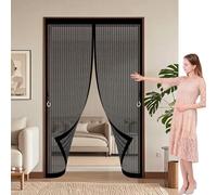 Magnetic Screen Door 175 x 105 cm Automatically Close, No Gap, Easy to Install Without Drilling, Keep Bugs Out Lets Fresh Air in Mosquito Double Door for Patio Doors Balcony, Black