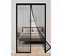 Magnetic Screen Door 177 x 220 cm Full Frame Magic Tape Kid and Pet Friendly Fly Curtains Keep Bugs Out & Lets Fresh Air in No Drill Installation Automatically Closes, Black