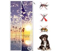 Magnetic Screen Door 180 x 210 cm for Windows and Doors Adjustable Window Screen Replacement French Patio Entry Porch Curtain Net Wire White