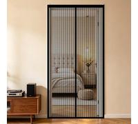 Magnetic Screen Door 180 x 224 cm with Powerful Magnets and Full Frame Magic Tape, Hands Free Closing Mosquito Door Screen Magnetic Fly Curtain for Bedroom, Sliding, Black