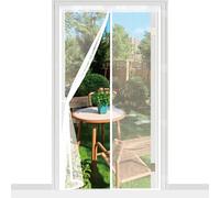 Magnetic Screen Door 185 x 189 cm, Automatically Closes, Keep Insects, with Strong Magnets and Magic Band, Without Drilling, Screen Doors with Magnets for Sliding Door, White