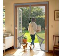 Magnetic Screen Door 185 x 295 cm No Drill Installation, Powerful Magnets, Full Frame Magic Tape Magnetic Fly Screen Door, Heavy Duty Bug Mesh Curtain for Patio Balcony, Grey