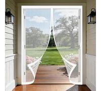 Magnetic Screen Door 186 x 194 cm with Powerful Magnets & Full Frame Magic Tape, Keep Bugs Out & Lets Fresh Air in Magnetic Fly Screens Duty Door Screen for Patio Doors Bedroom, White