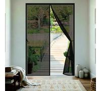 Magnetic Screen Door 190 x 201 cm, Automatically Closes, Keep Insects, with Strong Magnets and Magic Band, Without Drilling, Magnetic Screenfly Doors Pet & Kid Friendly, Black