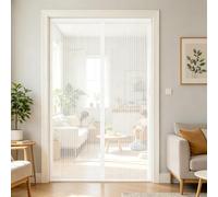 Magnetic Screen Door 190 x 220 cm with Powerful Magnets and Full Frame Adhesive Strips, Hands-Free Closing Magnetic Bug Mesh Curtain for Front Doors, Sliding Doors, White