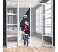 Magnetic Screen Door 195x190cm(77x75inch) Magnets Heavy Duty Mesh Curtain, Seal Automatically,for Patio Doors Windproof and Pet-Friendly Easy to Install - White A